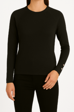 ΓΥΝΑΙΚΕΙΟ ΜΑΥΡΟ ΠΛΕΚΤΟ ΜΠΛΟΥΖΑΚΙ ΜΕ ΧΡΥΣΑ ΚΟΥΜΠΙΑ ΣΤΟ ΜΑΝΙΚΙ