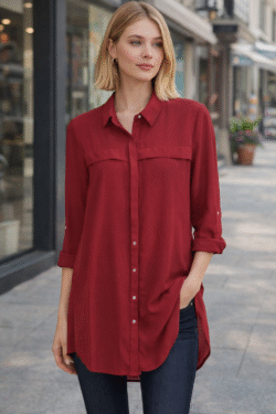 ΜΑΚΡΙΑ ΚΟΚΚΙΝΗ ΠΟΥΚΑΜΙΣΑ ΜΕ ΚΟΥΜΠΙΑ LARGE