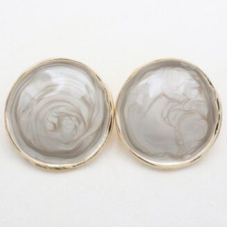 Σκουλαρίκια στρογγυλά με γυαλιστερό φινίρισμα γκρι ανοιχτό