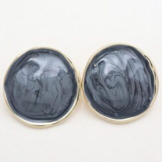 Σκουλαρίκια στρογγυλά με γυαλιστερό φινίρισμα γκρι