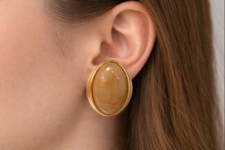 ΟΒΑΛ ΣΚΟΥΛΑΡΙΚΙΑ ΜΕ ΚΑΜΠΟΣΟΝ ΠΕΤΡΑ ΣΕ ΧΡΥΣΟ ΦΙΝΙΡΙΣΜΑ