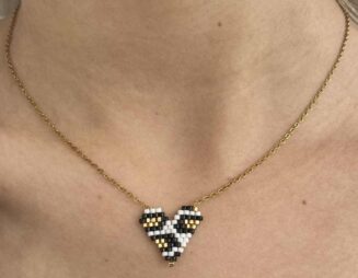 ΧΕΙΡΟΠΟΙΗΤΟ ΚΟΛΙΕ ΚΑΡΔΙΑ ΜΕ ΧΑΝΤΡΕΣ MIYUKI ΣΕ ΧΡΥΣΗ ΑΛΥΣΙΔΑ