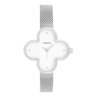 OOZOO VINTAGE C11525 ΓΥΝΑΙΚΕΙΟ ΡΟΛΟΙ ΜΕ ΚΑΣΑ ΤΕΤΡΑΦΥΛΛΟ & ΑΣΗΜΙ MESH ΜΠΡΑΣΕΛΕ