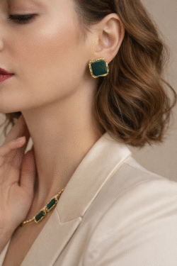 ΣΚΟΥΛΑΡΙΚΙΑ ΜΕ ΠΡΑΣΙΝΗ ΠΕΤΡΑ & ΧΡΥΣΟ ΠΛΑΙΣΙΟ