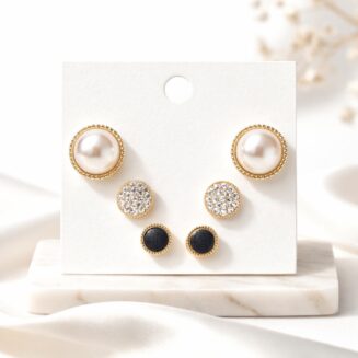 ΓΥΝΑΙΚΕΙΑ ΣΚΟΥΛΑΡΙΚΙΑ ΣΕΤ 6 ΤΕΜΑΧΙΩΝ ΜΕ ΠΕΡΛΑ & ΚΡΥΣΤΑΛΛΑ – ΥΠΟΑΛΛΕΡΓΙΚΑ