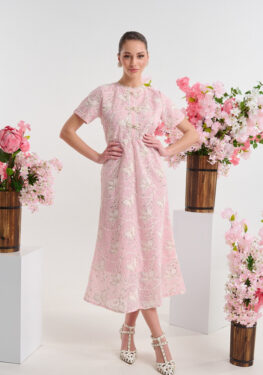 ΚΕΝΤΗΜΕΝΟ MIDI ΦΟΡΕΜΑ ΡΟΖ BRIGITTE BOUTIQUE S 1.00.19.04