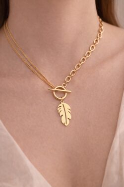 ΑΤΣΑΛΙΝΟ ΚΟΛΙΕ ΜΕ ΦΥΛΛΟ & ΑΛΥΣΙΔΑ TOGGLE ΣΕ ΧΡΥΣΗ ΑΠΟΧΡΩΣΗ