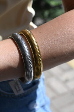 ΣΕΤ ΒΡΑΧΙΟΛΙΑ SNAKE CHAIN ΣΕ ΧΡΥΣΟ ΚΑΙ ΑΣΗΜΙ