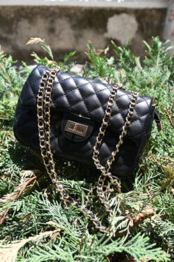 MINI QUILTED CHAIN BAG - BLACK