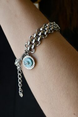 ΑΤΣΑΛΙΝΟ ΒΡΑΧΙΟΛΙ SILVER ΜΕ CHARM ΜΑΤΙ