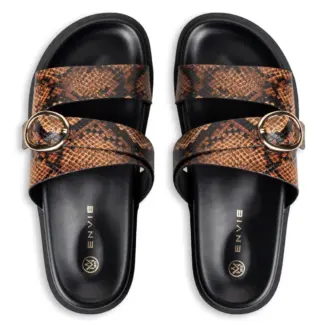 ENVIE ΓΥΝΑΙΚΕΙΑ FLAT ΣΑΝΔΑΛΙΑ SNAKE ΜΕ ΜΕΤΑΛΛΙΚΗ ΑΓΚΡΑΦΑ