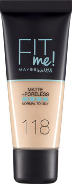 MAYBELLINE FIT ME MATTE + PORELESS FOUNDATION 118 LIGHT BEIGE 30ML