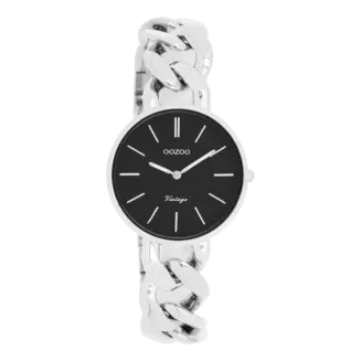 OOZOO ΓΥΝΑΙΚΕΙΟ ΡΟΛΟΪ C20356 SILVER BLACK WITH CHAIN
