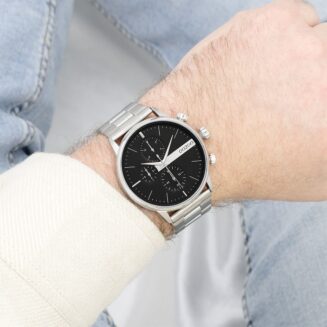 OOZOO ΑΝΔΡΙΚΟ ΡΟΛΟΪ C11511 SILVER BLACK CHRONOGRAPH