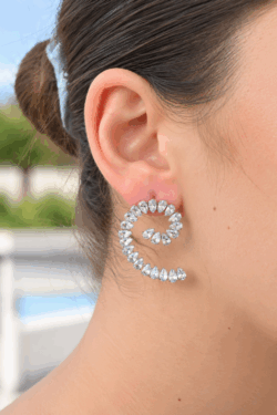 ΣΚΟΥΛΑΡΙΚΙΑ SILVER SPIRAL ΜΕ ΛΑΜΠΕΡΕΣ ΠΕΤΡΕΣ